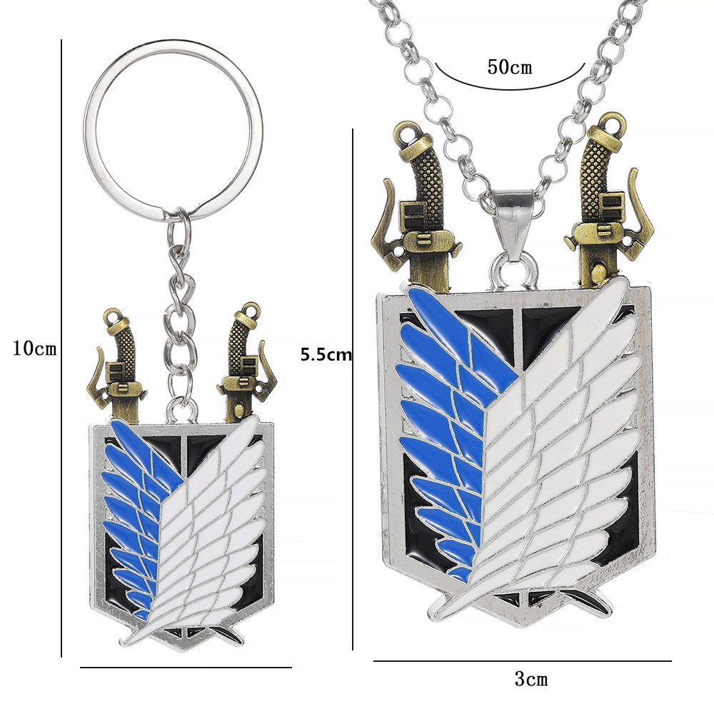 Anime Attack on Titan Necklace Shingeki No Kyojin Wings of Freedom Survey Sword Punk Necklace Pendant for Women Men Jewelry