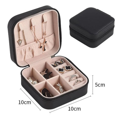Mini Jewelry Storage Box Portable Home Travel Earrings Necklace Storage Case for Women Ring Organizer PU Leather Display Case