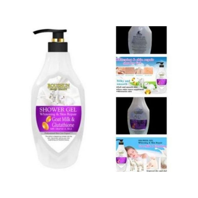 2 Packs Roushun Goat Milk Shower Gel -1380ml X 2 Body Fast Whitenng Shower Gel Deeply Cleanses Rich and Creamy blend Softer Skin After Wash Roushun Snail White Shower Gel 1380ml X 2