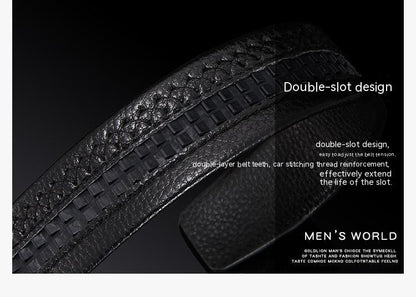 Men's Ratchet Belt with Automatic Sliding Buckle Belt Men Top Quality Luxury Leather Belts for Men,Strap Male Metal Automatic Buckles mens belt,ratchet belt buckle,adjustable belt,black belt