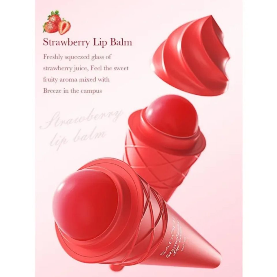 Strawberry Lip Balm Moisturizing Anti Chap Lipstick Hydrating Repair Nourishing Ice Cream Shape Lips Skin Care - Sadoer