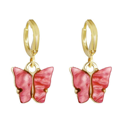 Earrings, Necklaces, Women's Simple, Exquisite, Sweet, Multicolor Acrylic Butterfly Earrings, Earstuds, Necklaces