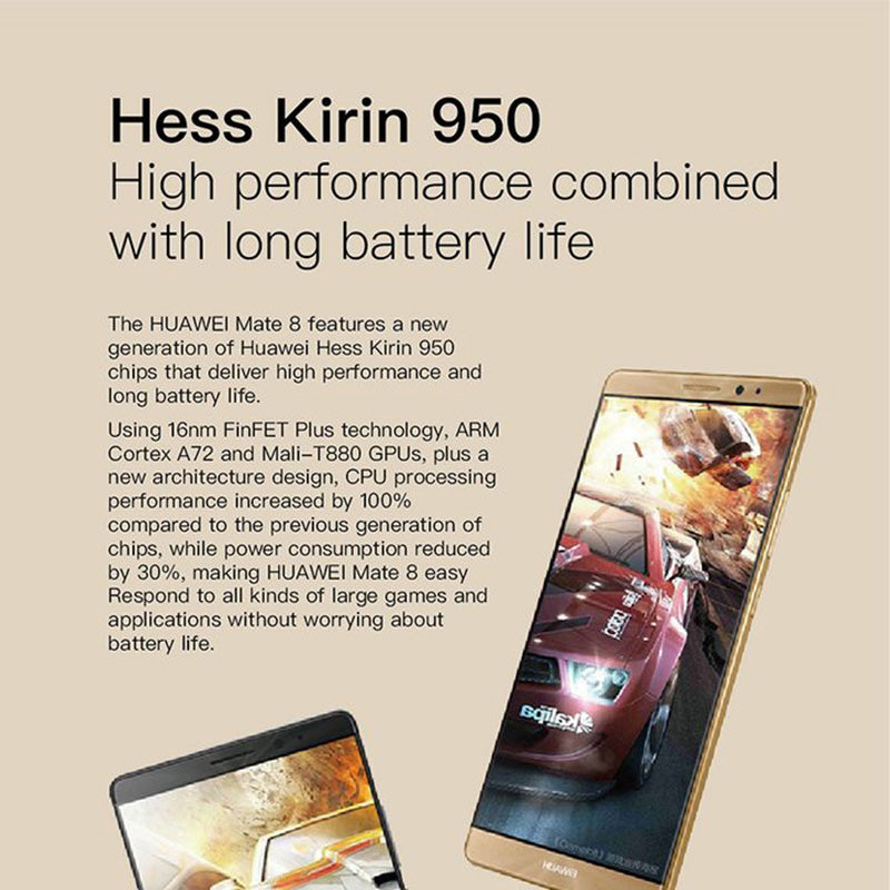 Refurbished Huawei Mate 8 4G+64G 4000mAh 6.1" 16MP+8MP Camera Fingerprint Unlock Double SIM Android Kirin 950 with Fingerprint Smart Phones
