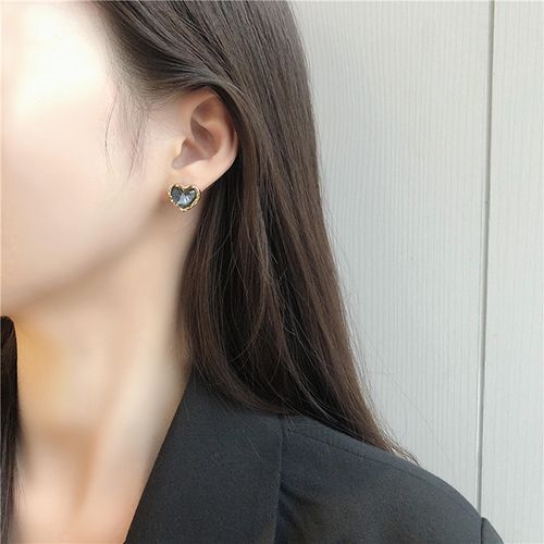 S925 silver needle elegant temperament simple gold rim small peach heart earrings new stud earrings new to Black Friday Christmas Valentine's Day gift