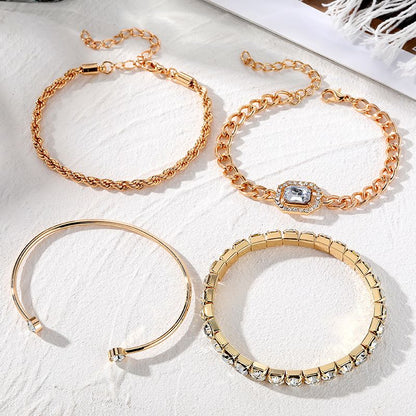 5-pcs bracelet + pendant necklace luxury diamond women's bracelet fashion women's bracelet jewelry set girls crystal bracelet female accessories women's jewelry