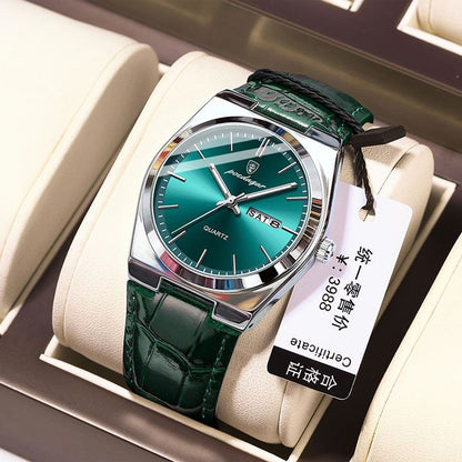 POEDAGAR Men Watches Luminous Calendar Watch Top Brand Business Style Men's Wristwatch Leather Belt Waterproof Quartz Watch For Man Wrist Watch Clock Quartz Full-automatic Men Watches
