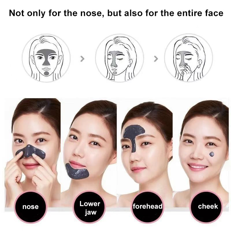 Bamboo charcoal to remove blackheads, mites, acne, deep cleaning and shrinking pores, tear off facial mask, nasal paste for men and women