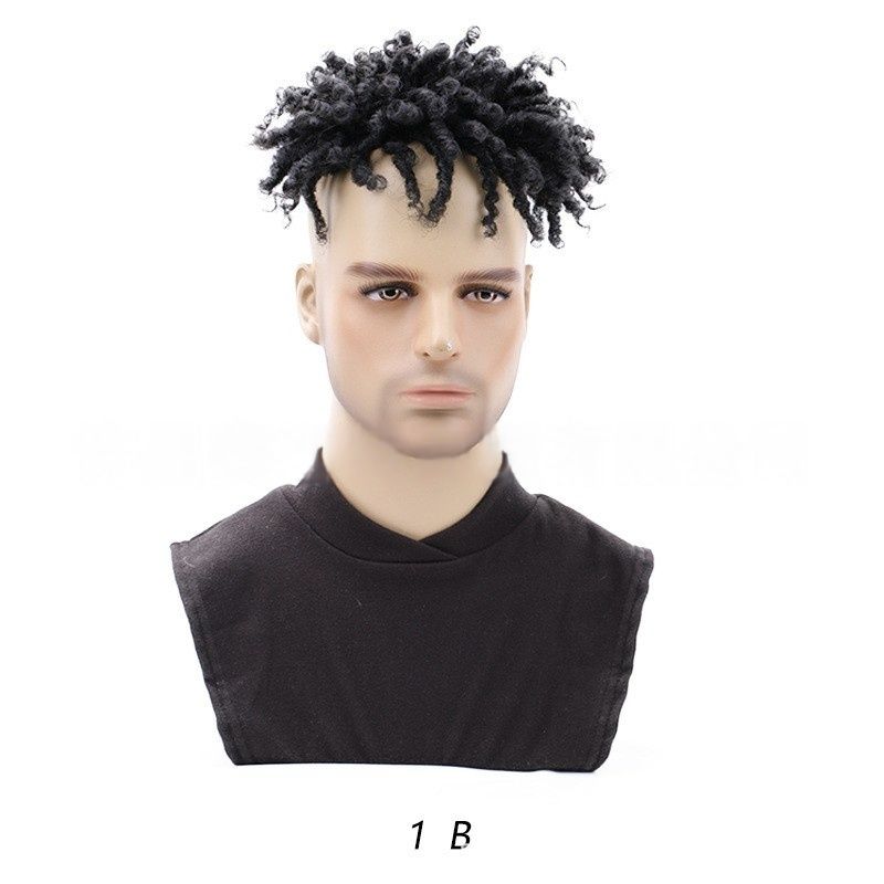 Synthetic Fiber Short Dreadlocks Toupee for Low-Maintenance Styles | Reggae Braid Top & Natural Edge Design (Black, 3-Inch, Quick Install, Lightweight, Secure Fit)