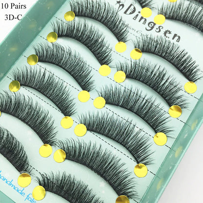 10 Pairs Faux 3D Mink Lashes Natural False Eyelashes Long Lasting Extension beautiful eyes Dramatic Fluffy Soft Wispy Volume Cross Reusable Eyelash Makeup Beauty Tools