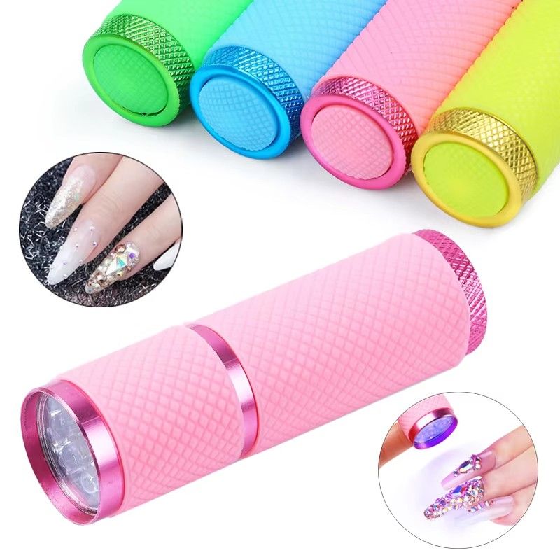 Portable Mini Flashlight Nail Lamp with 9 Lamp Beads for Quick-Drying Nail Polish Gel and Phototherapy