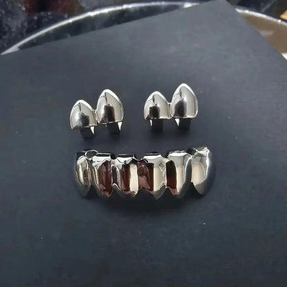 3CPS/Set Hip Hop Teeth For Mouth Grillz Caps Top & Bottom Grill Set vampire teeth for Halloween Party Sets
