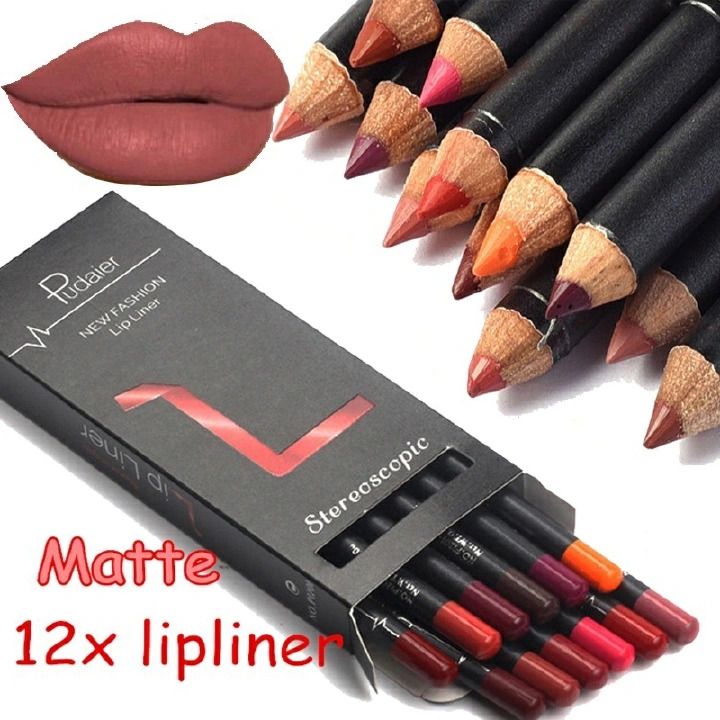 12 Colors Lip Liner Pencil Nude Matte Lipliner Moisturizing Waterproof Long Lasting Lipstick Liner