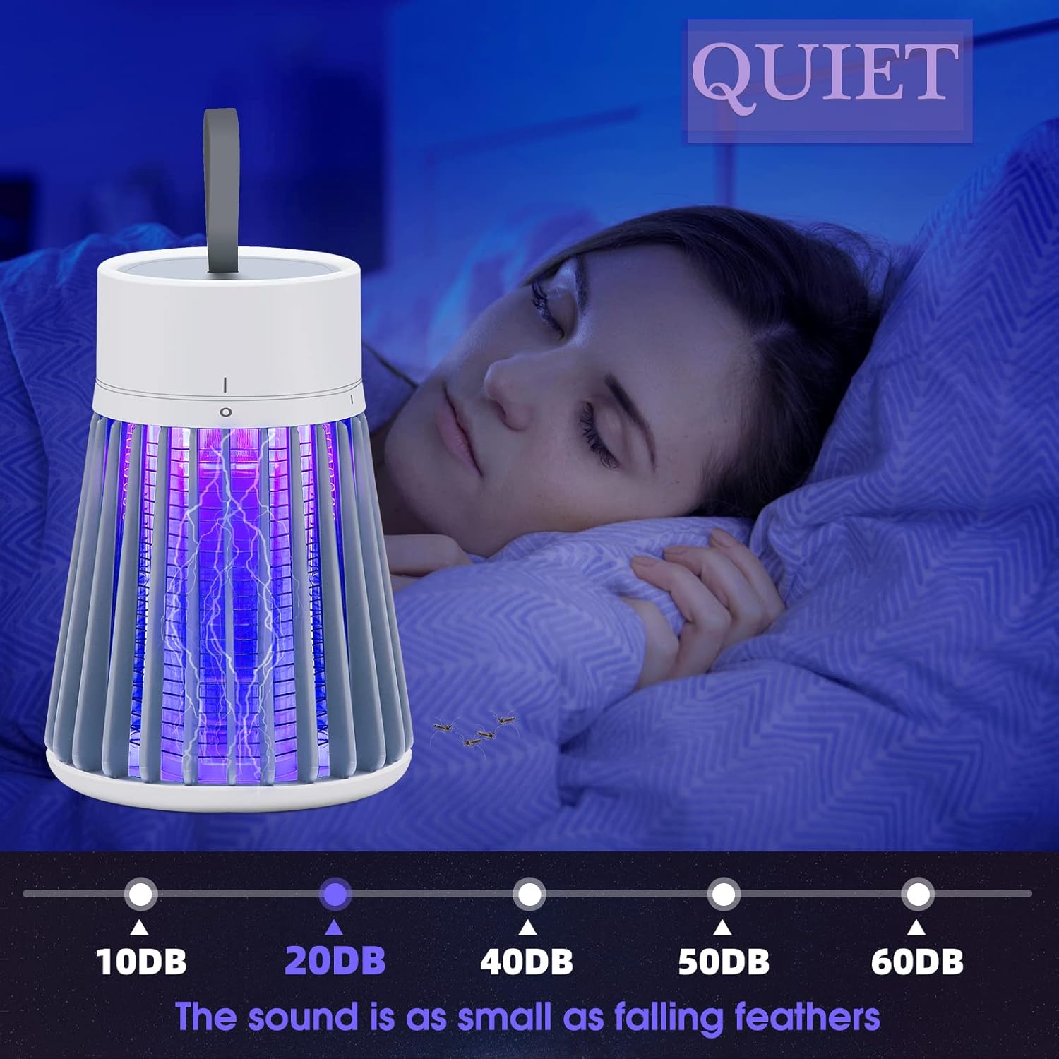 Bug Zapper Outdoor,Electric Mosquito Zapper Portable Camp Mosquito Killer,Rechargeable Indoor Fly Zapper,Electric Fly Zapper,Fly Traps,Flying Insects Zapper Indoor Outdoor