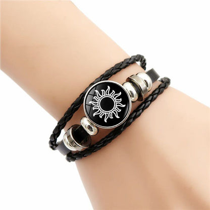 2Pcs Leather Bracelet for Couples, Retro Punk Multi-layer Beaded Braided Bracelet Gift for Lovers
