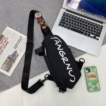 Men's fashion trendy brand crossbody bag, men's casual sports large capacity high-end single shoulder bag, women's Japanese chest bag