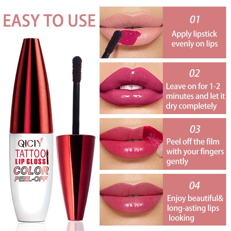 QICIY Natural Matte Stained Lip Tear off Lipstick Durable Waterproof Non stick Cup Mist Tear off Lip Gloss