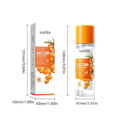 SADOER Sea Buckthorn + Fruit Acid Vitamin C Toner, Anti Oxidant Vitamin C Face Toner, Hydrating Toner , for Intensive Moisturising, Soothing and Nourishing, Rapid Absorption, Makes Skin Delicate Radia