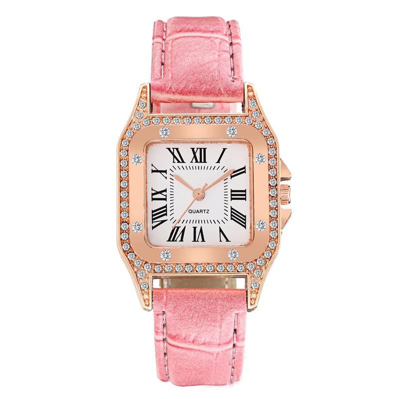 Women Diamond Watch Starry Square Dial Bracelet Watches Set Ladies Leather Band Quartz Wristwatch Female Clock Jewelry Gifts With Rhinestone Valentines Gift Couple Watches
