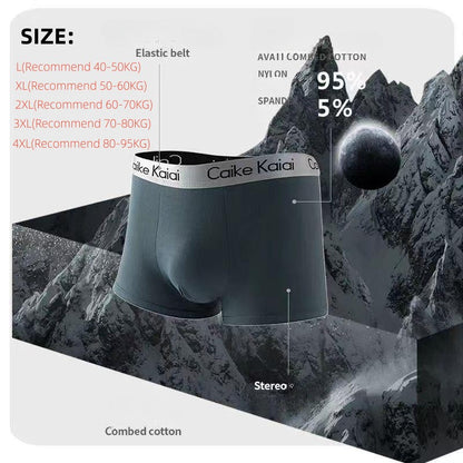 Caike Kaidi 4-piece gift box Men's underwear Men's Clothes Underwear Men's Boxer Briefs Cotton underwear Trend Antibacterial Breathable and Youth shorts Underwear