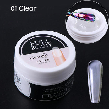 15ml Nail Extension Gel Soak Off UV Gel Acrylic White Clear Gel for Nail Prolong for Home Nail Art Shop Manicure Tool