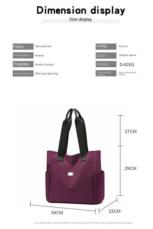 Female handbag waterproof shoulder bag female bag popular simple solid color large capacity Oxford cloth bag Tote Bags