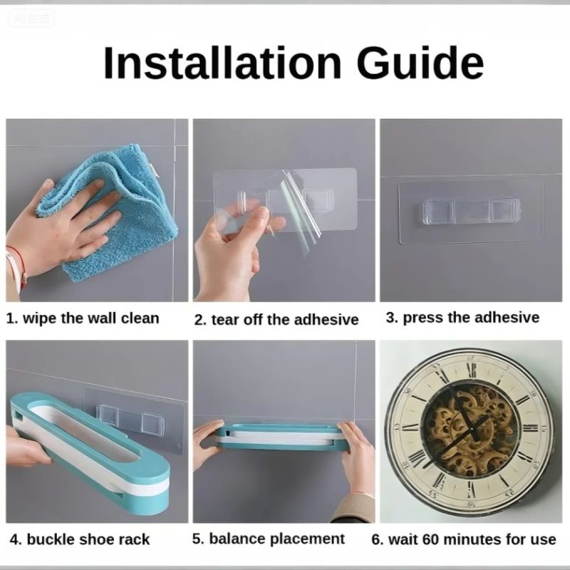 3-in-1 Foldable Slipper Rack Wall Durable Plastic Slipper Holder Adhesive Backing Slipper Organizer Folding Bathroom Shoe Rack Home Hanging Shoe Rack Space Saving Storage No Drill Punch-free