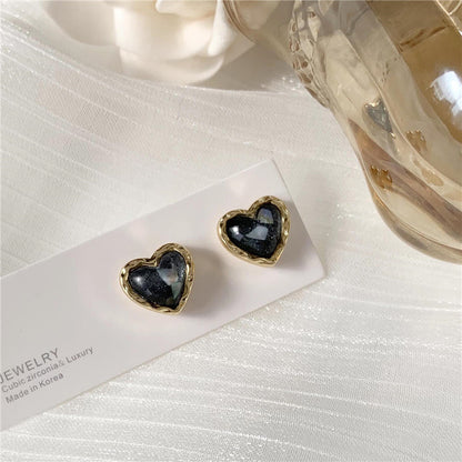 S925 silver needle elegant temperament simple gold rim small peach heart earrings new stud earrings new to Black Friday Christmas Valentine's Day gift