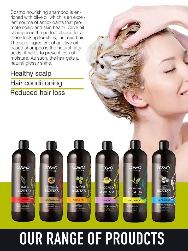 Cosmo Nourishing Olive Oil Shampoo - 480 ML - Hair Care Enriched With Olive Oil That Effectively Nourishes and Conditions Your Hair and Scalp Hair Care Shampoo