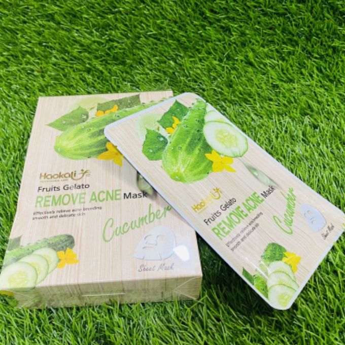 10Pcs Cucumber Facial Mask Sheet Fruits Gelato Soothing Face Mask -10 Sheets
