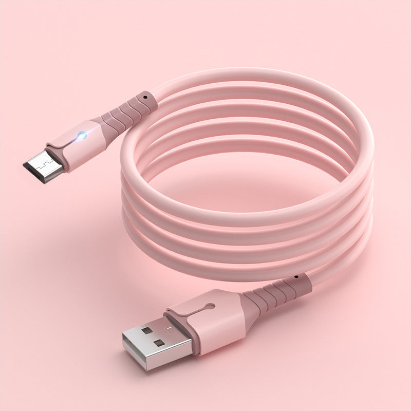 Liquid silica gel charging cables Micro USB Data Cables with light Fast Charging data line For Android Phone Charger Cable