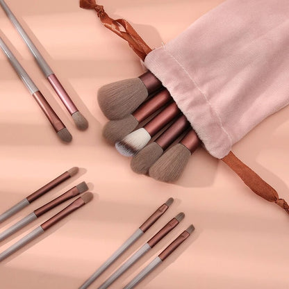 8Pcs Set With Bag Makeup Brushes Sets Eye Shadow Foundation Powder Eyelash Lip Concealer Blush Travel Portable Soft Make Up Brush Sets