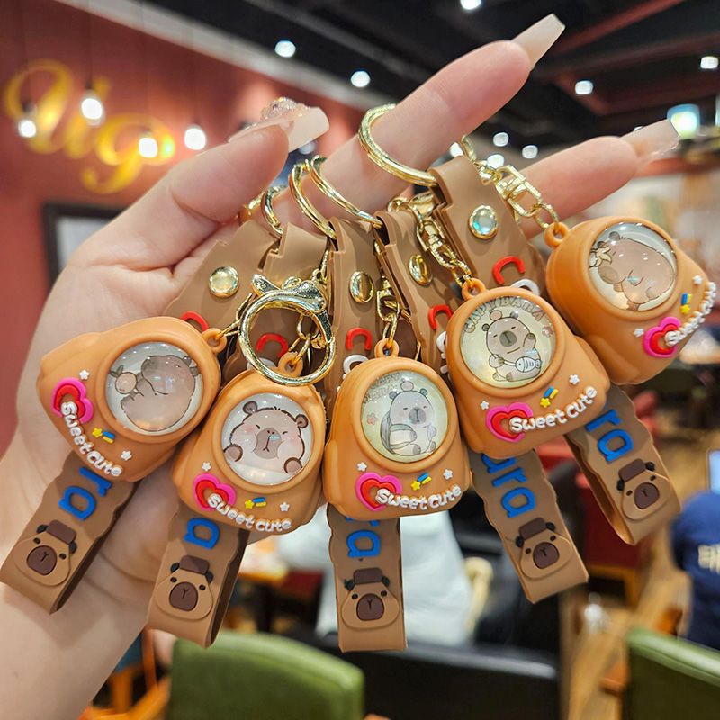Cartoon Capybara Luminous Schoolbag Night Light Keychain Creative Cute Capybara Keychain Small Gift