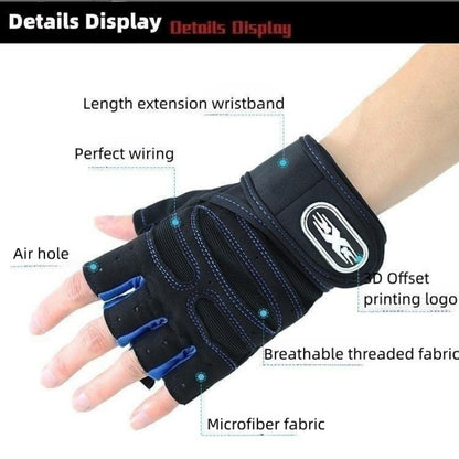 A Pair Long Wrist Half-finger Gloves Men's And Women's Motorcycle Gloves Fitness Barbell Equipment Weightlifting Outdoor Sports Cycling Gloves