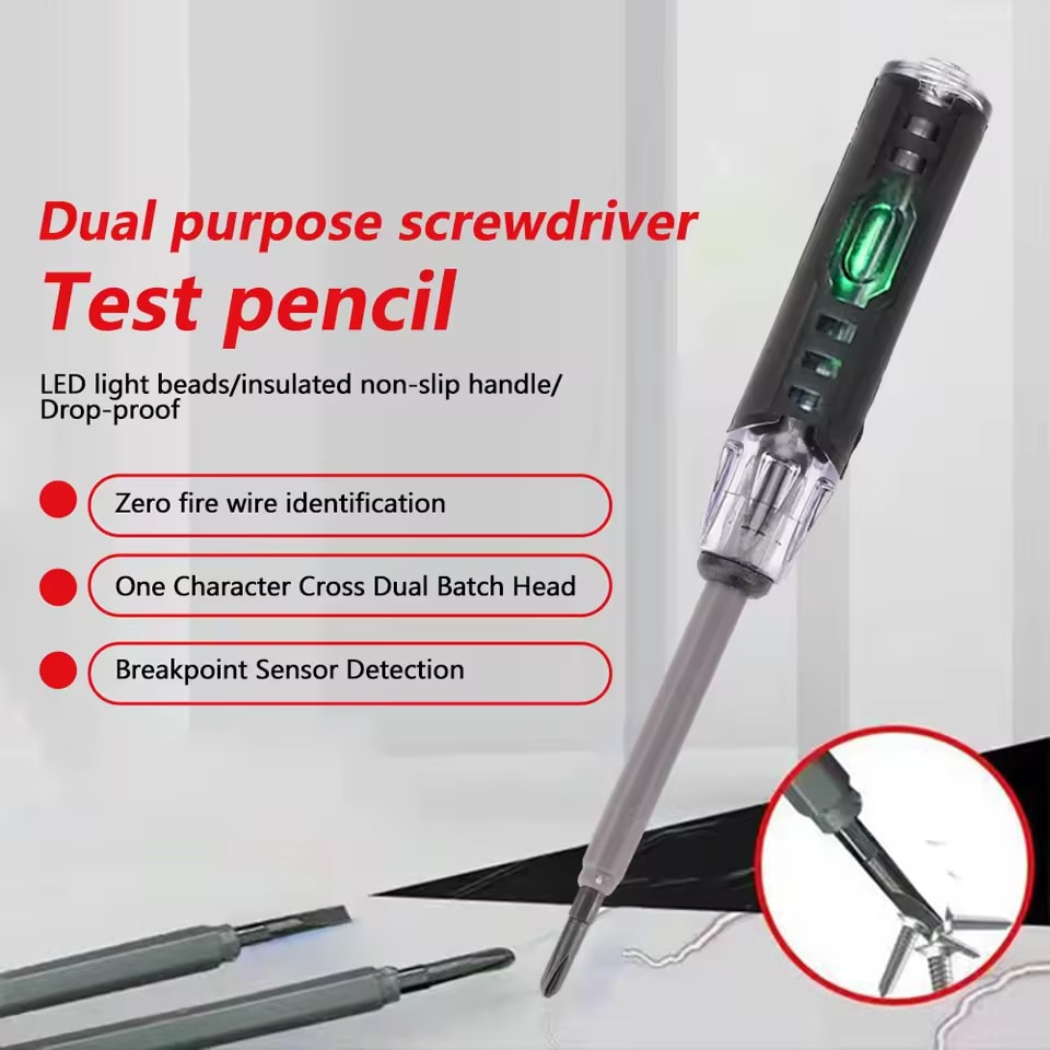 Electrical Tester Pen 2-In-1 Electricity Detector Strong Magnetic Tester Pen High Torque Slotted Electric Pen Electrical