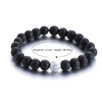 Set Bracelet Couples Distance Black White Natural Lava Stone Tiger Eye Beaded Yoga Bracelets for Men Women Elastic Rope Jewelry