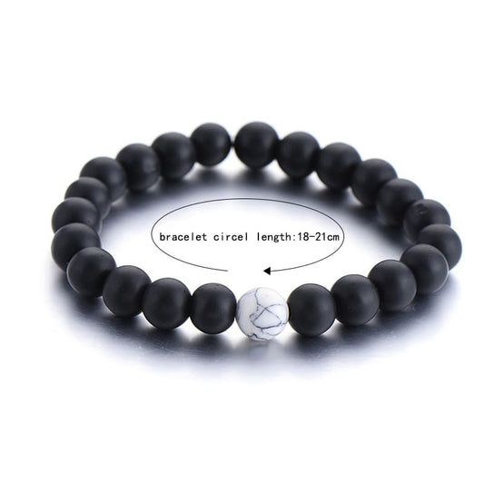 Set Bracelet Couples Distance Black White Natural Lava Stone Tiger Eye Beaded Yoga Bracelets for Men Women Elastic Rope Jewelry