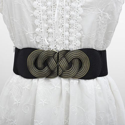 New Elastic Wide Corset Belts For Women, Windbreaker Elastic Waistband Button Decoration Wide Belt Ladies Belt Alloy Buckle Belt Dress Waist Belt Female Dress Waistband Big Stretch Belts Elastic Tied