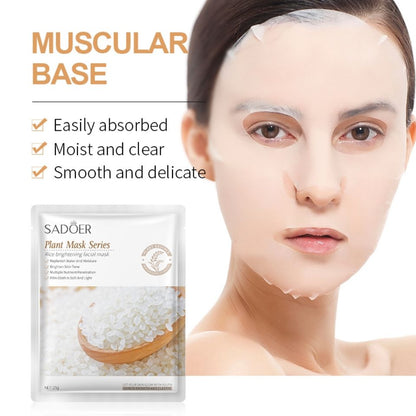 5 PIECES Sadoer Rice Facial Mask Sheets Brightening Moisturizing, Deep Repair Cleansing Natural Coffee Extracts Essence Face Masks