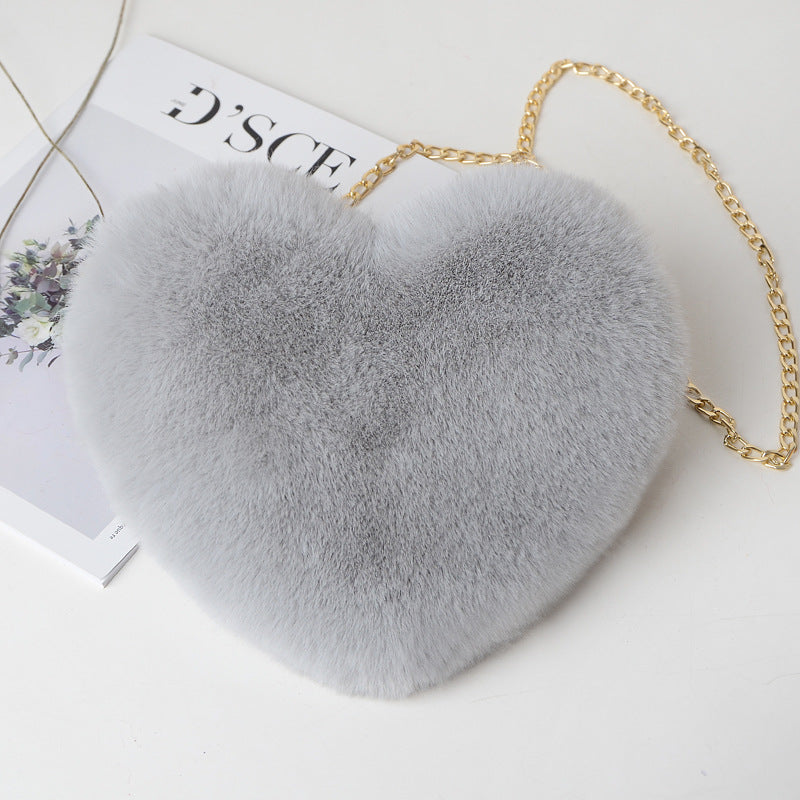 Plush bag new imitation Rex rabbit hair love bag peach pericardi chain bag fashion single shoulder oblique span female bag handbag