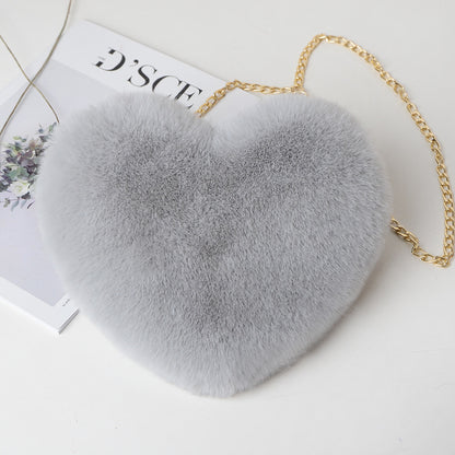 Plush bag new imitation Rex rabbit hair love bag peach pericardi chain bag fashion single shoulder oblique span female bag handbag