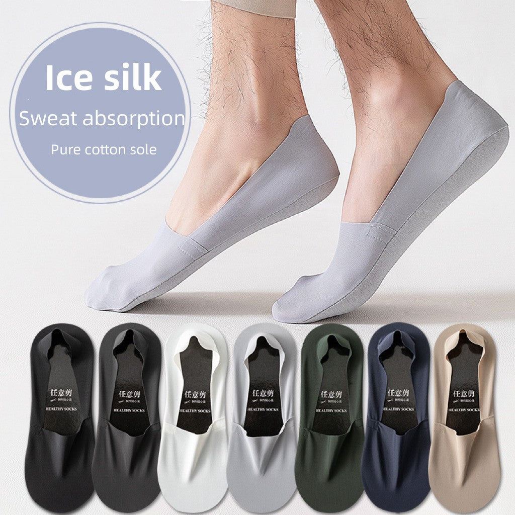 7 PCS New Arrivals Man's socks Men's boat socks Deodorization Sweat absorption Ice silk Men's socks Anti slip and non falling heel Shallow mouthed invisible socks Casual socks
