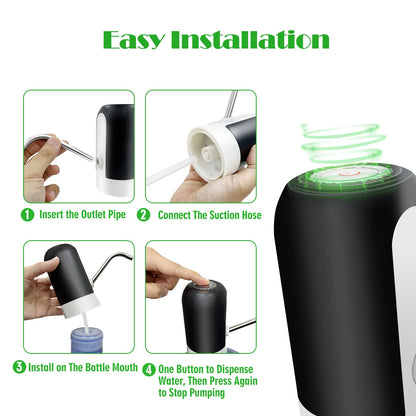 UPHUI Water Extractor Automatic Water Bottle Pump USB Rechargeable Electric Water Bottle Filler Dispenser Portable Universal Water Bottle Pump with Switch for Home Kitchen Office Camping