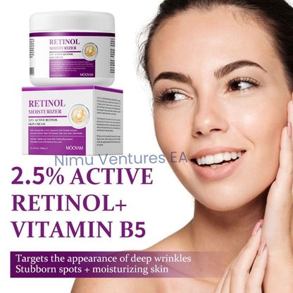 BIG Retinol Cream 2.5% Active Retinol Skin Moisturizer Cream with Vitamin B5, C, E, Hyaluronic Acid, Peptide complex, Avocado Extract Aloe Vera Shea Butter Anti-aging Skin Firming Wrinkles - MOOYAM
