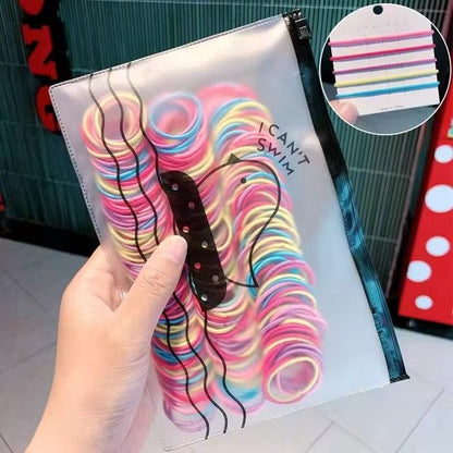 200/300pcs Cute Hair Ties For Kids & Girls - Colorful Elastic Polyester Hair Bands Ponytail Holder Children Rubber Band Hair Accessories