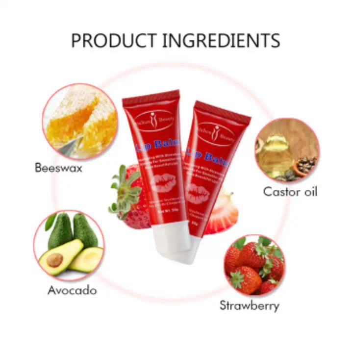 Lip Balm Moisturizing Emollient Strawberry Extract Flavor - Aichun Beauty