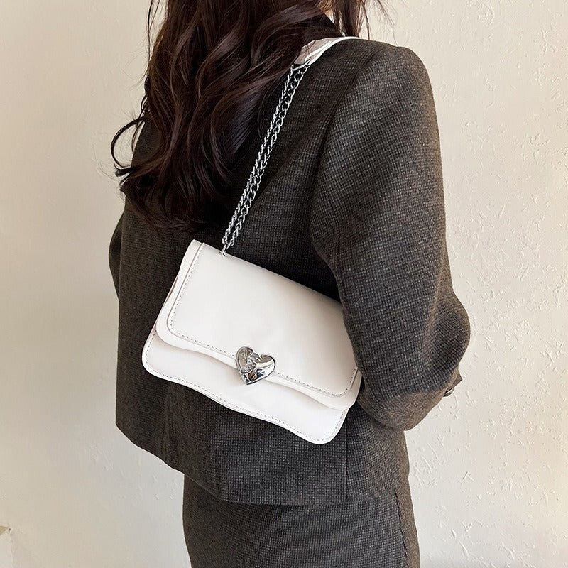 Mateamoda Elegant Quilted Sling Bag with Silver Chain Strap Crossbody Bag