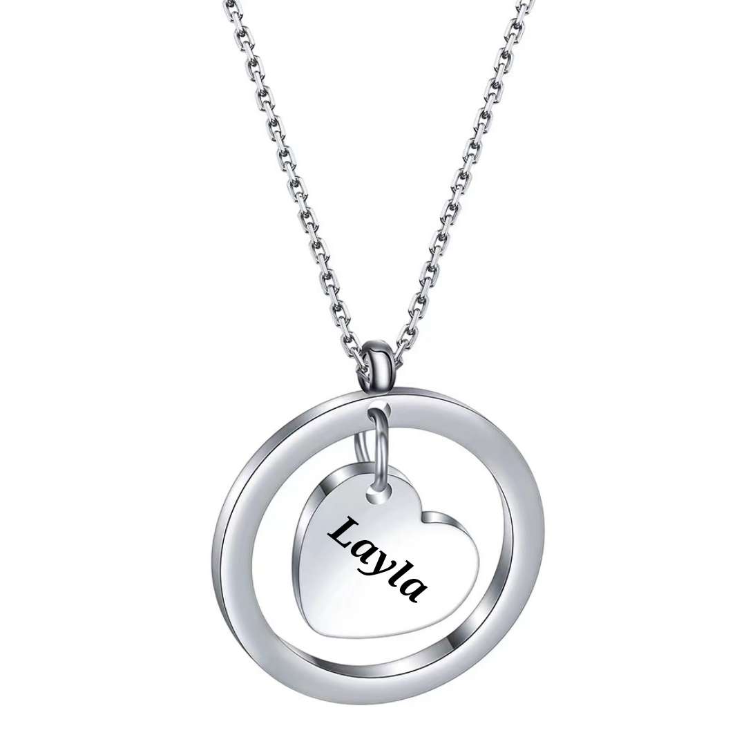 Personalized Stainless Steel Necklace Round Heart