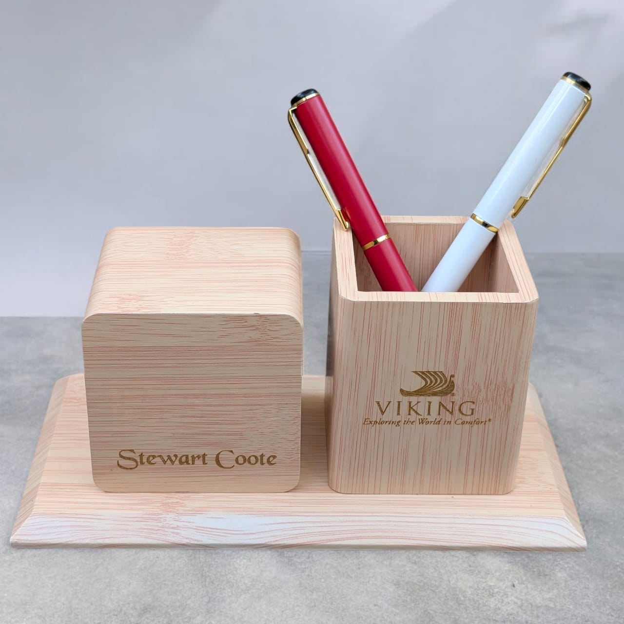 Personalized Wooden Pen Desk Organizer â€“  Sho