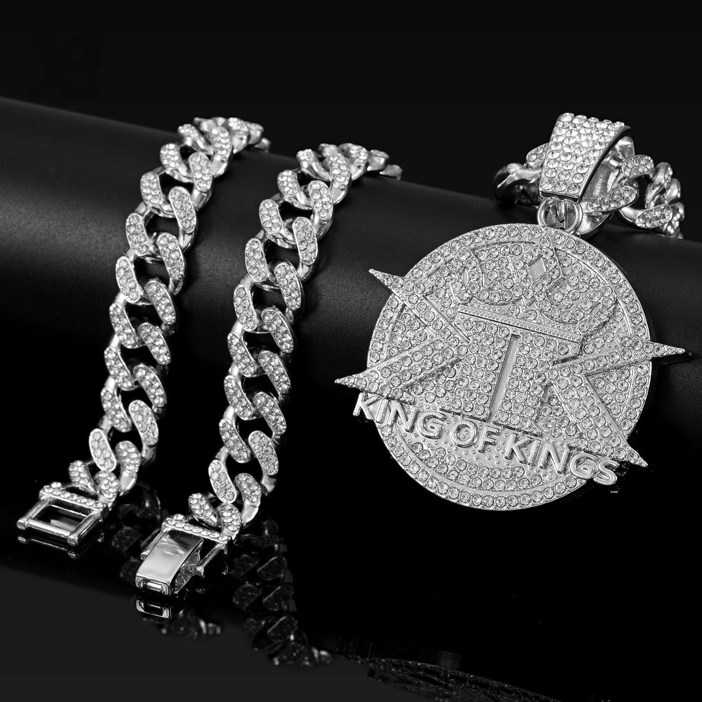 iced men pendant necklace for man hip hop iced pendant necklace with cuban chain for men/women hip hop fashion jewelry accessory gift for him/her party show costume jewelry