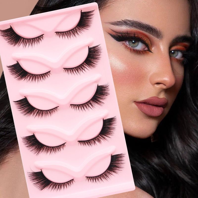 5 Pairs Cat Eye Lashes Wispy Fake Lashes Fluffy Cat Eye Lashes Extensions False Eyelashe